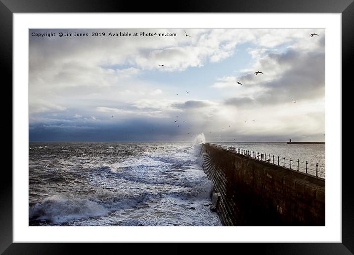Stormy seas and seagulls Framed Mounted Print by Jim Jones