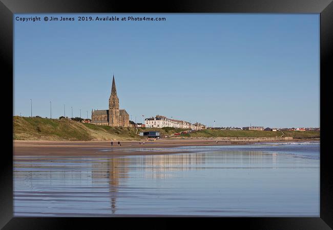 Reflections on Tynemouth Long Sands Framed Print by Jim Jones