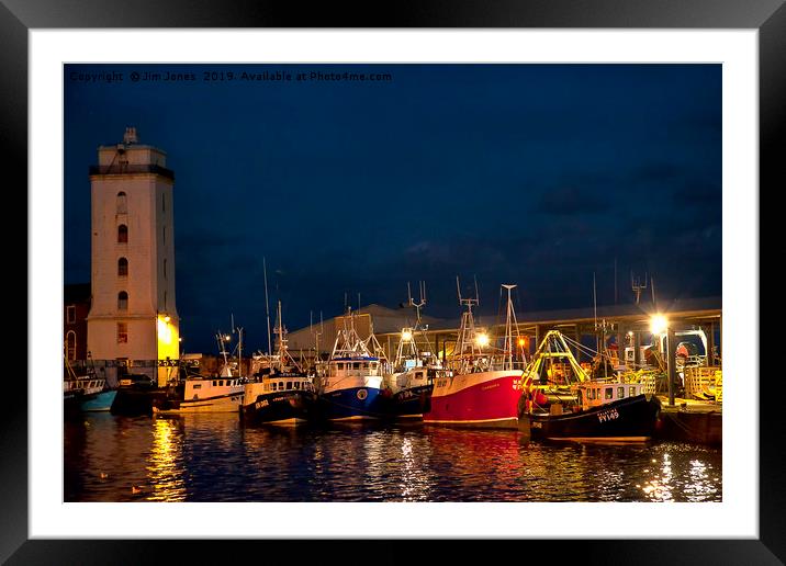 North Shields Fish Quay at Night Framed Mounted Print by Jim Jones