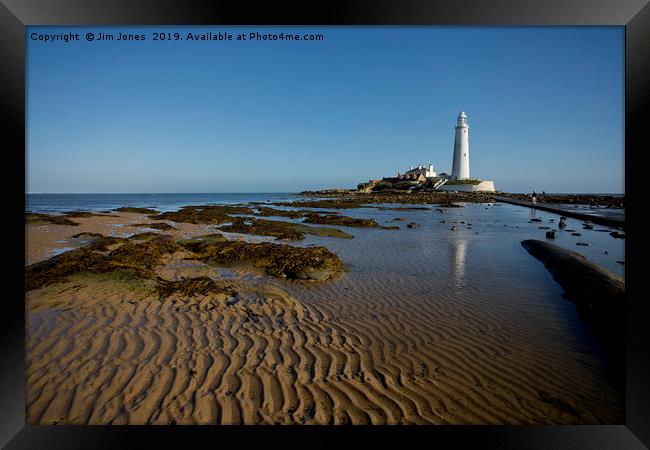 Ripples in the sand at St Mary's Island Framed Print by Jim Jones