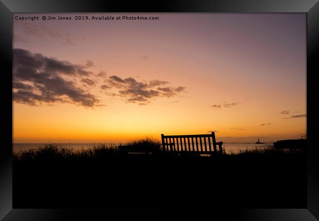 Take a seat and watch the sun rise. Framed Print by Jim Jones