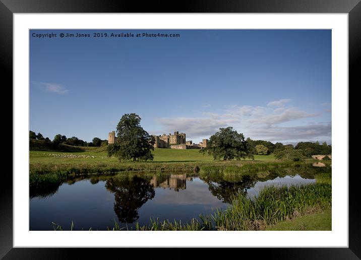 Alnwick Castle reflected in the River Aln Framed Mounted Print by Jim Jones
