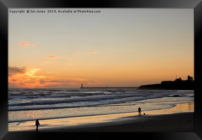 Tynemouth Long Sands Sunrise Framed Print by Jim Jones