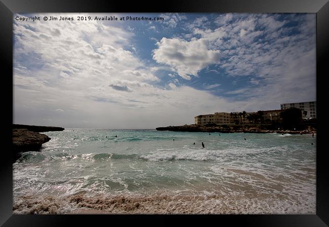 The beach at Cala'n Bosche, Framed Print by Jim Jones