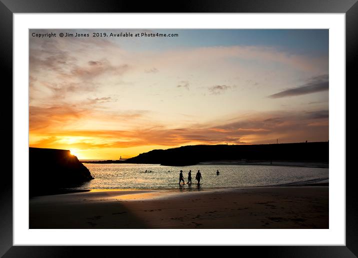 Sunrise Swimmers at Cullercoats Bay Framed Mounted Print by Jim Jones