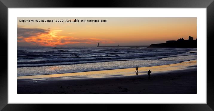 Tynemouth Long Sands Sunrise Framed Mounted Print by Jim Jones