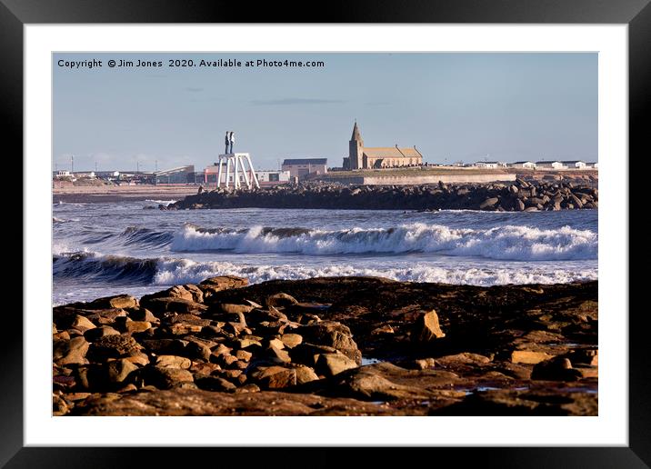 December sunshine at Newbiggin by the Sea Framed Mounted Print by Jim Jones