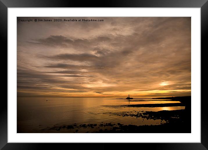 Sunrise over St Mary's Island Framed Mounted Print by Jim Jones