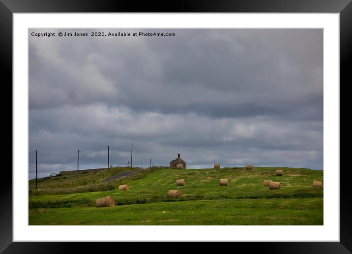 Hay Bales under a Stormy Sky (2) Framed Mounted Print by Jim Jones