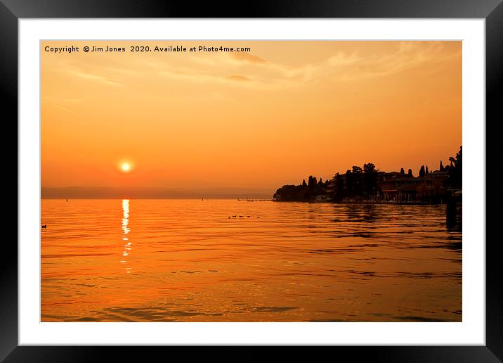Sirmione Sunset over Lake Garda Framed Mounted Print by Jim Jones