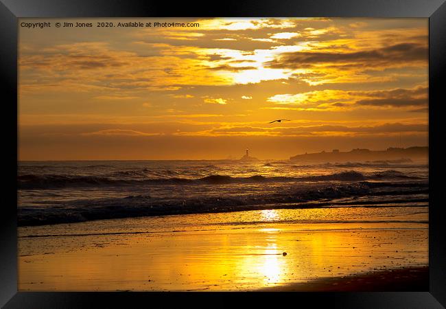 Golden Sunrise over the North Sea Framed Print by Jim Jones
