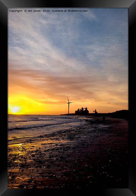 December sunrise on a Northumbrian beach Framed Print by Jim Jones