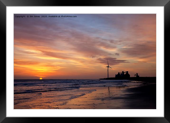 January Sunrise on a Northumbrian beach Framed Mounted Print by Jim Jones