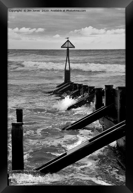 The Groyne at Seaton Sluice in Black and White Framed Print by Jim Jones