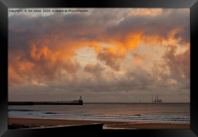 Offshore work just after sunrise Framed Print by Jim Jones