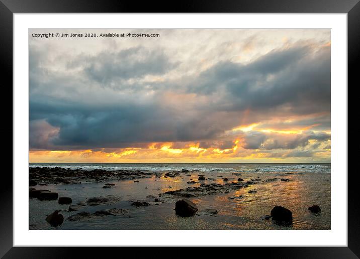 Sunrise over a tranquil North Sea Framed Mounted Print by Jim Jones