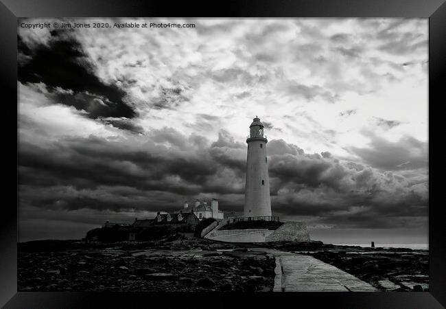 St Mary's Island in Black and White Framed Print by Jim Jones