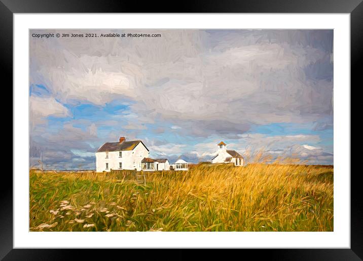 Artistic Northumbrian whitewashed buildings Framed Mounted Print by Jim Jones