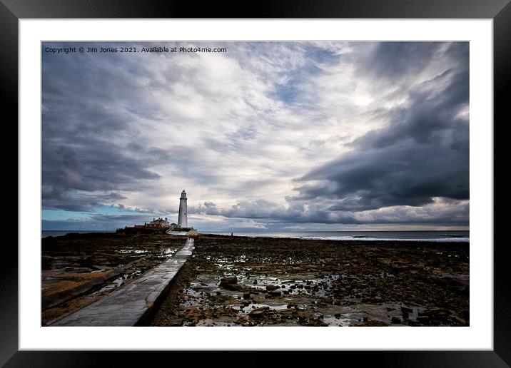 Dramatic Sky over St Mary's Island Framed Mounted Print by Jim Jones