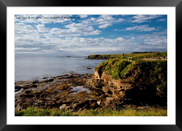 Looking south from Rocky Island, Seaton Sluice Framed Mounted Print by Jim Jones