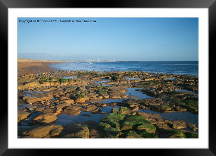 Rock Pools on the beach at Seaton Sluice Framed Mounted Print by Jim Jones