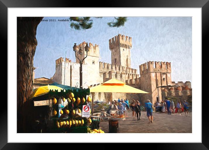 Sirmione Scaliger Castle with artistic filter Framed Mounted Print by Jim Jones