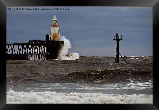 Winter storm over the North Sea Framed Print by Jim Jones