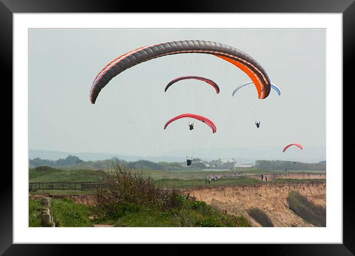 Cliff top para gliding Framed Mounted Print by Ian Jones