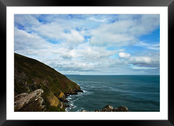 Cliffs overlooking Polperro Cornwall Framed Mounted Print by Ian Jones