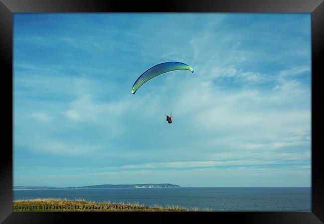 Paragliding in the Solent Framed Print by Ian Jones