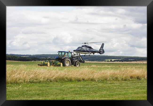 Special services Helicopter meets Tractor Framed Print by Ian Jones