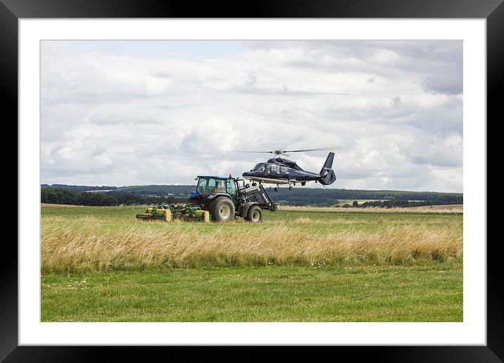 Special services Helicopter meets Tractor Framed Mounted Print by Ian Jones