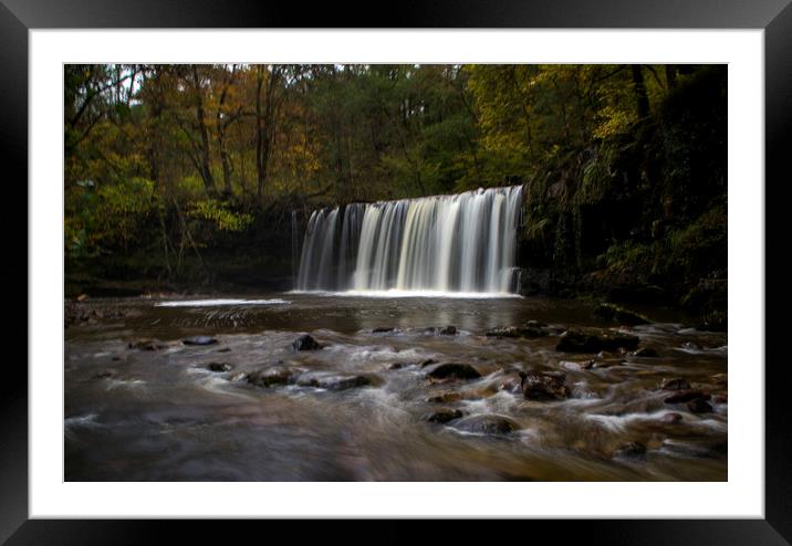 Upper Ddwli Waterfall in the Vale of Neath south W Framed Mounted Print by Victoria Bowie