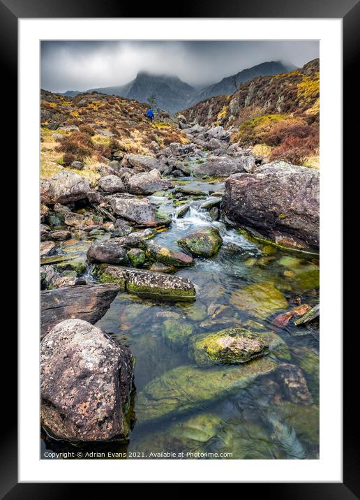 Cwm Idwal River Snowdonia wales cymru  Framed Mounted Print by Adrian Evans