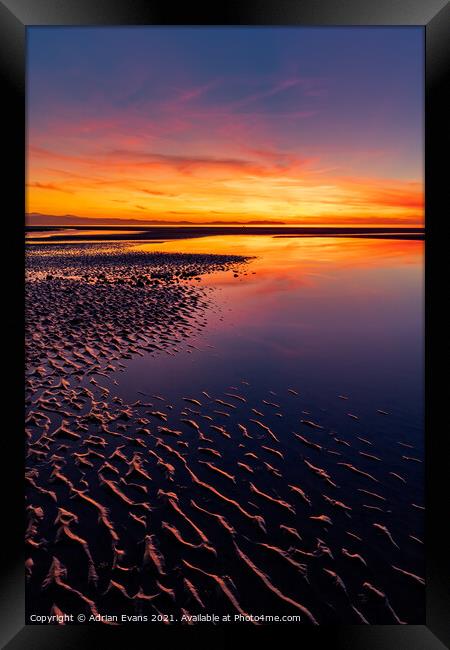 Sunset Seascape Wales Framed Print by Adrian Evans