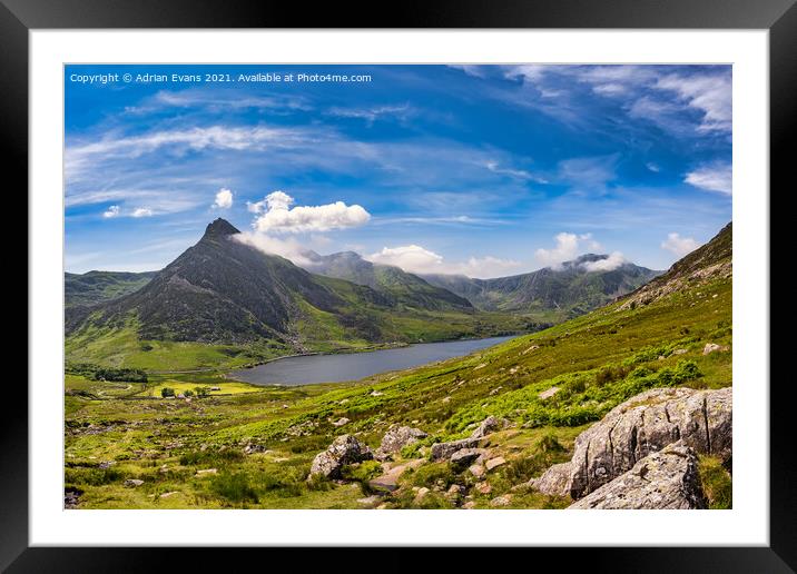 Llyn Ogwen and Tryfan Mountain Snowdonia  Framed Mounted Print by Adrian Evans