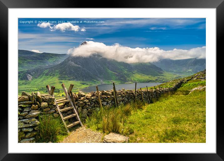 Tryfan Mountain And Llyn Ogwen Snowdonia  Framed Mounted Print by Adrian Evans
