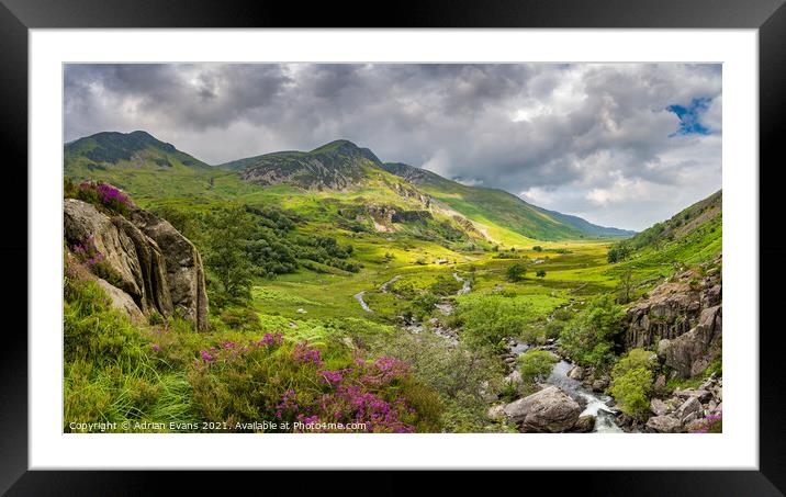 Nant Ffrancon Valley Snowdonia Framed Mounted Print by Adrian Evans