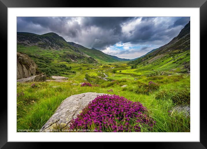 Nant Ffrancon Valley Snowdonia Wales Framed Mounted Print by Adrian Evans