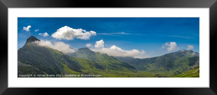 Rescue Helicopter Tryfan Mountain Wales Framed Mounted Print by Adrian Evans