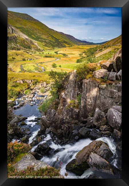 Ogwen River Nant Ffrancon Pass Snowdonia  Framed Print by Adrian Evans