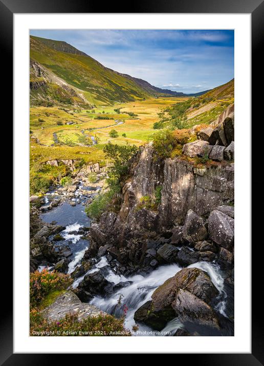 Ogwen River Nant Ffrancon Pass Snowdonia  Framed Mounted Print by Adrian Evans