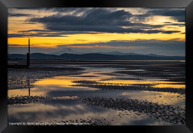Beach Sunset Rhyl Wales Framed Print by Adrian Evans
