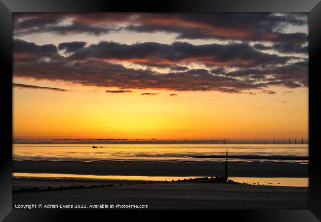 Ocean Sunset Rhyl Framed Print by Adrian Evans