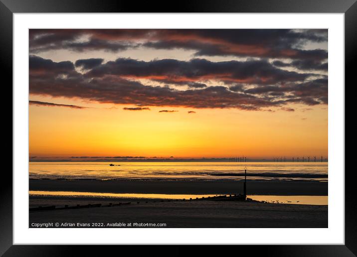 Ocean Sunset Rhyl Framed Mounted Print by Adrian Evans