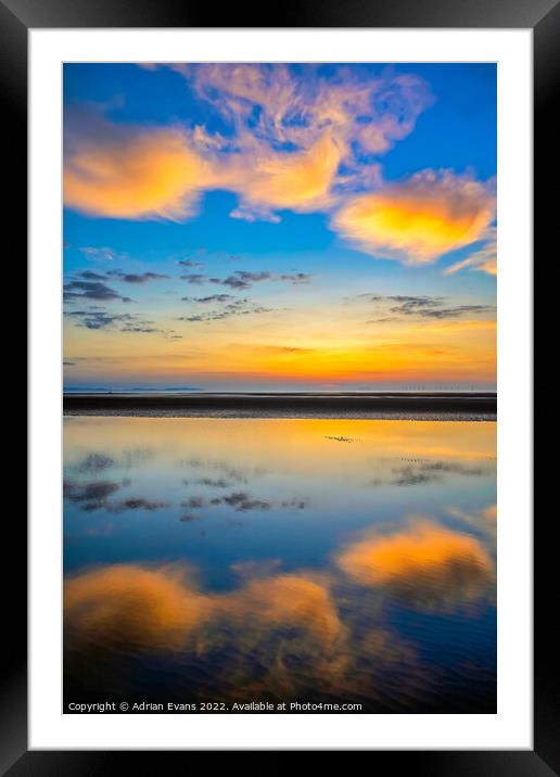 Rhyl Ocean Sunset Framed Mounted Print by Adrian Evans
