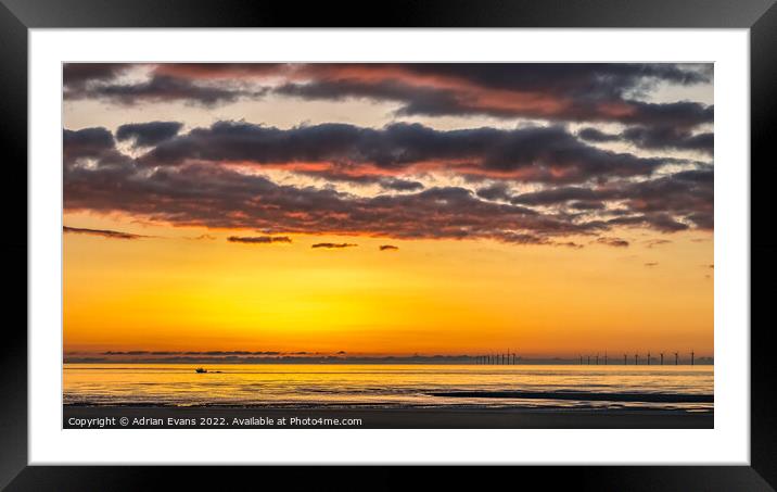 Rhyl Seascape Sunset Framed Mounted Print by Adrian Evans