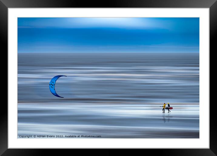 Kite Surfers  Framed Mounted Print by Adrian Evans