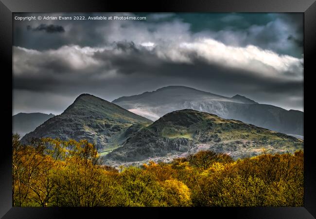 Snowdon Mountain From Llanberis  Framed Print by Adrian Evans
