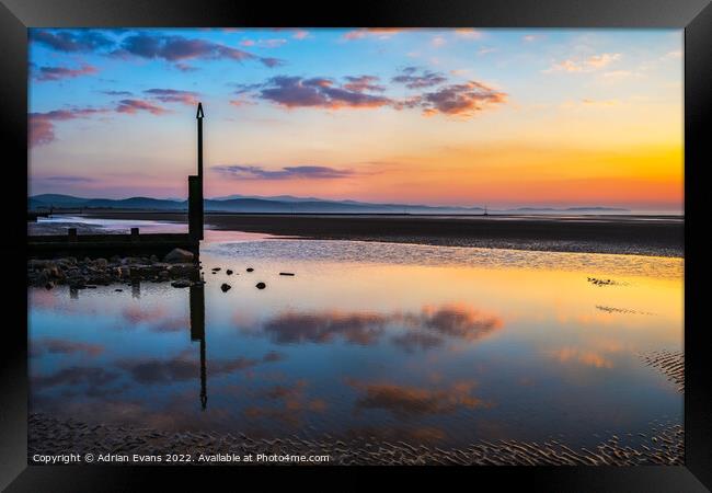 Irish Sea Sunset Rhyl Wales  Framed Print by Adrian Evans